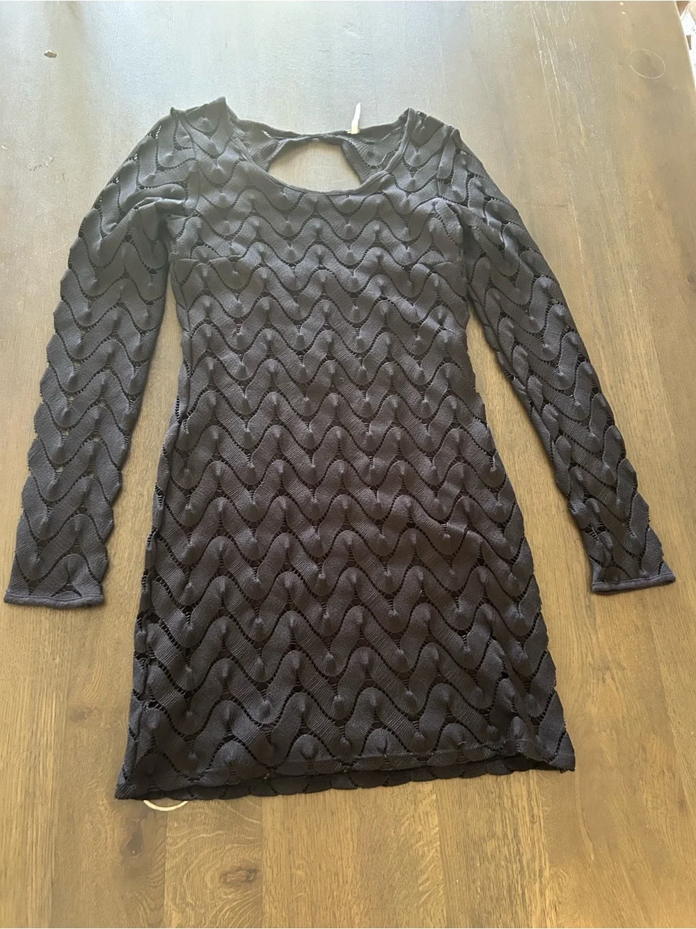 Free People wild thing crochet mini dress black long sleeve
